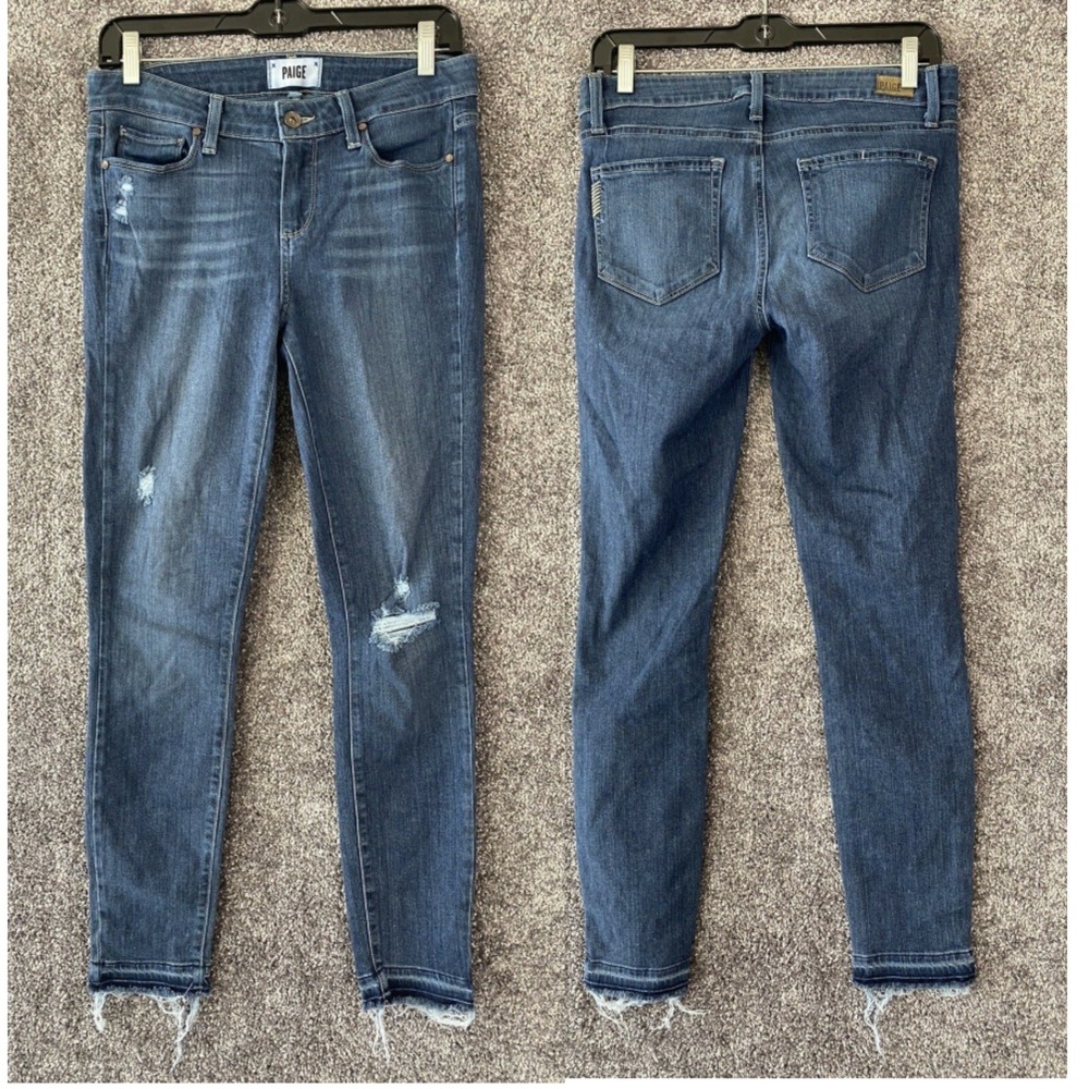 Paige Verdugo Ankle Jeans Size 29 Frayed Hem distressed Stretchy Skinny Blue